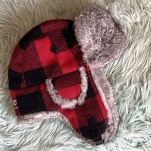 Eskimo Ice Fishing Gear Fur Trapper Hat Size L Red Black Buffalo Plaid C... - £23.36 GBP