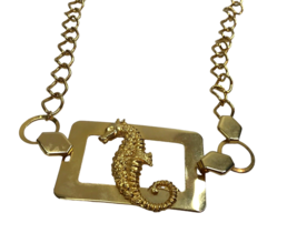Vintage Gold Tone Seahorse Hip Boho Chain Belt Beach Nautical Mermaidcor... - £14.99 GBP