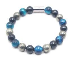 8mm Triple Protection Bracelet for women/men Genuine Gemstone Bracelet - Black T - £19.92 GBP