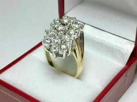 2.00 Ct Round Moissanite 14k Yellow Gold Plated Cluster Wedding Ring - £84.06 GBP