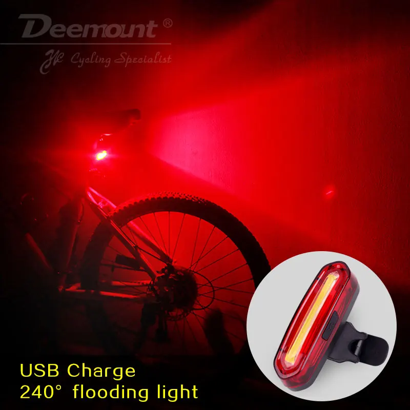 Deemount Rechargeable COB LED USB Mountain Bike Tail Light Taillight MTB Safety - £9.59 GBP