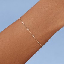14K Solid Gold Lab Diamond Bracelet for Women | Diamond Bezel Bracelet |... - £255.65 GBP