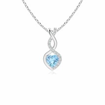 ANGARA 0.25Ct Aquamarine Infinity Heart Pendant with Diamonds in Sterling Silver - £190.91 GBP