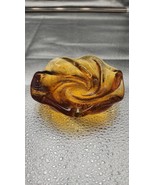 VINTAGE MCM MID CENTURY MODERN FENTON AMBER SWIRL GLASS ASHTRAY 5” Trink... - $20.51 CAD