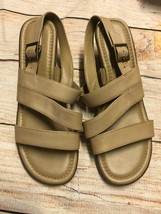 Naturalizer Women&#39;s Beige Leather Wedge Sandals Shoe Size 8.5 Wide NWOB - $49.50