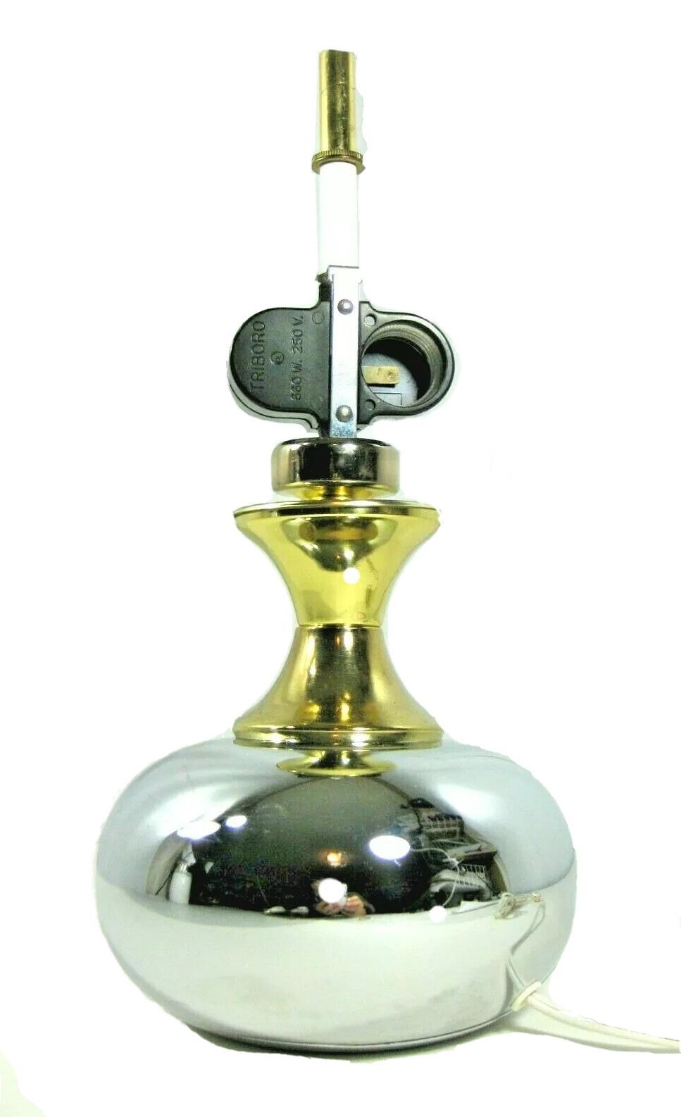 Vintage MCM Chrome Ball Table Lamp w/&quot;Brass&quot; Finish Accent  BASE ONLY - ... - $10.00