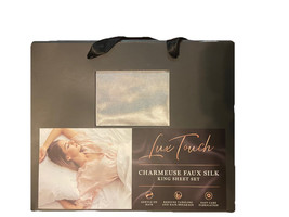 Lux Touch Charmeuse Faux Silk King Sheet Set Gray. Brand New! - $157.41