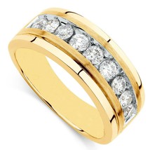9-Stone Herren Verlobung Ehering 1.50Ct Künstlicher Diamant Vergoldet - £262.83 GBP