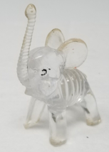 Elephant Figurine Clear Trunk Up Hong Kong Plastic Small 1970s Vintage - $15.15