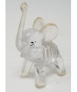 Elephant Figurine Clear Trunk Up Hong Kong Plastic Small 1970s Vintage - £11.86 GBP