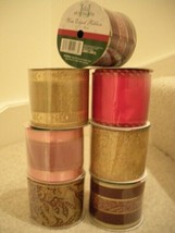 Wire Edged Ribbon To Decorate Tree/Crafts/ Projects/Gift Wrap/Scrapbook Lot of 7 - £6.45 GBP