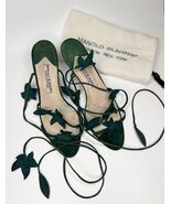 Vintage Manolo Blahnik Size 39 Kitten Heels Ivy Leaf Green Suede - $410.85