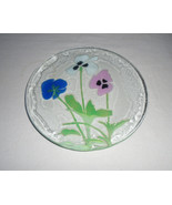 Travis Fused Glass Plate With Pansies Flowers Spring 1990s Art Glass - £23.19 GBP