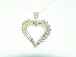 .10 ct DIAMOND ACCENT HEART PENDANT REAL SOLID 10 k GOLD 2.1 g - £194.75 GBP
