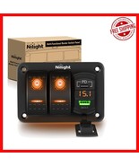 Compact 12V Rocker Switch Panel with Integrated Voltmeter &amp; Dual USB Cha... - $678.97 MXN