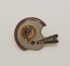 Vintage 1980s Miami Dolphins NFL Helmet Shaped Lapel Hat Vest Pin Tie Tack - £15.63 GBP
