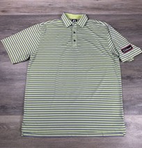 FootJoy Golf Shirt Polo Titleist Logo Patch Large Green Striped Polyester - £21.75 GBP
