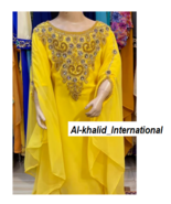 Yellow Special Wedding Kaftan Moroccan  Girls Georgette Kids Ramadan Dre... - $72.05