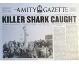 1975 Jaws Amity Island Gazette Killer Shark Caught Print Great White Shark - $3.05