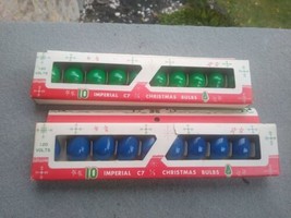 2  Pkgs of 10. Vintage C-7 1/2   green blue  bulbs  Christmas Santa graphics - £15.72 GBP