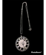 VINTAGE STERLING Silver 925 CLOCK FACE W/RHINESTONE Necklace W/ Pendant - $992.25 MXN