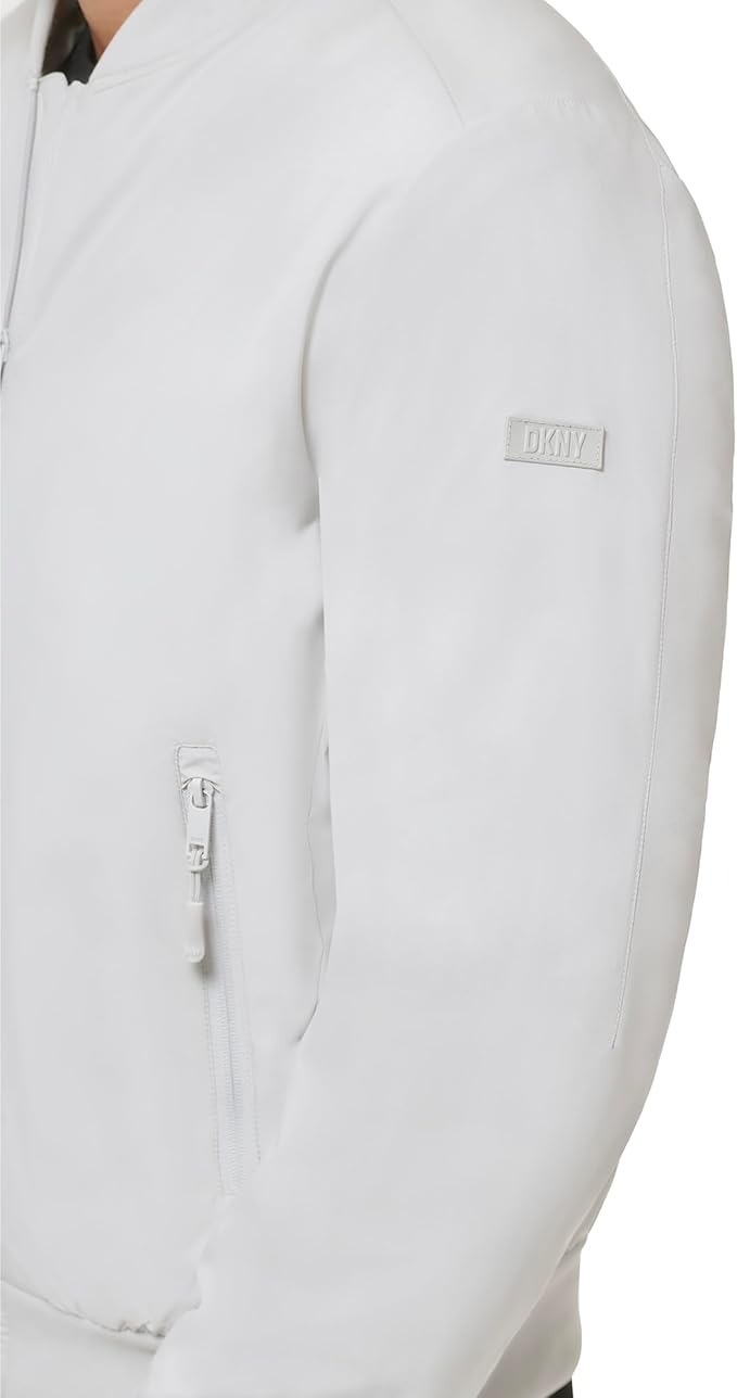 DKNY Men's Lightweight Stretch Bomber Jacket in Ice Gray-Large Item image 6