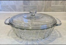 Vintage Anchor Hocking 2-Qt Ribbed Clear Glass Casserole Baking Dish wit... - $922.09 MXN