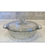 Vintage Anchor Hocking 2-Qt Ribbed Clear Glass Casserole Baking Dish wit... - $49.49