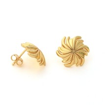 18k Gold Plated Round Sunny Spiral Flower 925 Sterling Silver Stud Earrings - £51.48 GBP