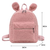 Women Backpack Soft Plush   Ear Shaped Backpack Multi-Pockets School Book Bag Fe - £122.66 GBP
