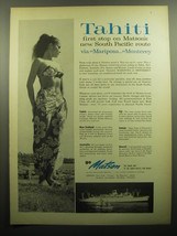 1957 Matson Lines Cruise Ad - Tahiti first stop on Mastson&#39;s new South Pacific  - £14.57 GBP