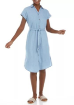 New Blue Denim Cotton Shirt Belted Midi Dress Size Pl Petite L - £37.19 GBP