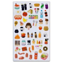 CUTE FOOD STICKERS Breakfast Lunch Dinner Gel Sticker Sheet Kids Craft S... - £3.18 GBP