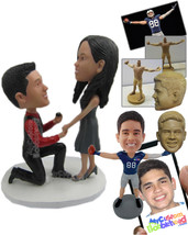 Personalized Bobblehead Cool Dude One Knee On Ground Proposing A Sexy Girl - Wed - £122.75 GBP