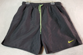 Nike Swim Trunk Short Men Large Black Polyester Pleated Front Pockets Drawstring - £12.71 GBP