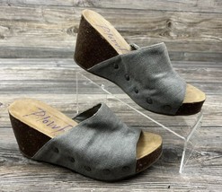 Blowfish Malibu Platform Cork Heeled Grey Fabric Rivets Slip-On Sandals ... - £19.03 GBP
