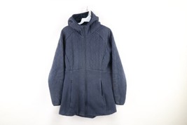 The North Face Womens Medium Faded Spell Out Quilted Caroluna Hooded Jacket Navy - £38.88 GBP