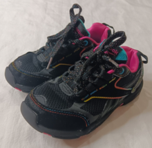 Reebok Girl&#39;s Size 12 Black Blue Pink Running Sneaker Shoes - £10.83 GBP