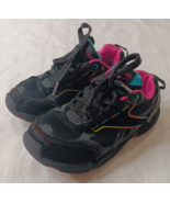 Reebok Girl&#39;s Size 12 Black Blue Pink Running Sneaker Shoes - £10.86 GBP
