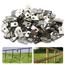 200 Pcs Fence Wire Clamps Agricultural Fencing Mounting Clips, Stainless... - £15.59 GBP
