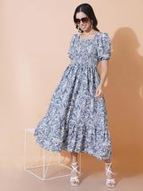 Designer Floral Midi Dress for Women - Handmade Dresses for Women - £23.42 GBP