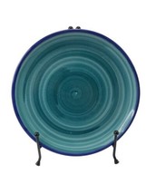 Vietri Italy Dinner Plate Wall Hanging Terracota Green Blue Trim 11 In Heavy  - £38.96 GBP