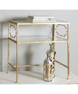 HORCHOW GOLD LEAF Regency HEAVY  IRON ACCENT END TABLE 2 GLASS SHELVES G... - £322.81 GBP