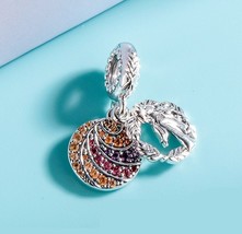 925 Sterling Silver Disney Frozen Anna Dangle Charm with Crystal &amp; CZ Pendant  - £14.54 GBP