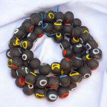 Beautiful Vintage black Eyes Glass beads  Beaded Necklace 16mm - $53.35