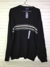 John Ashford Black Striped Long Sleeve Cotton Sweater Size XL - £14.94 GBP