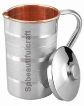 Handmade Copper Steel Water Jug Water Drinking Pitcher Healthy Benefits 1500ML - £28.97 GBP