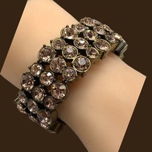 J Crew Chunky Rhinestone Stretch Bracelet Gunmetal Tone - £16.70 GBP