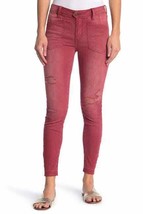 Free People Ivy Mid Rise Skinny Jeans 24 Saddle Red Distressed Fitted Gr... - $34.64