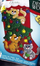 DIY Design Works Decorating Kittens Cat Christmas Holiday Felt Stocking ... - £23.94 GBP